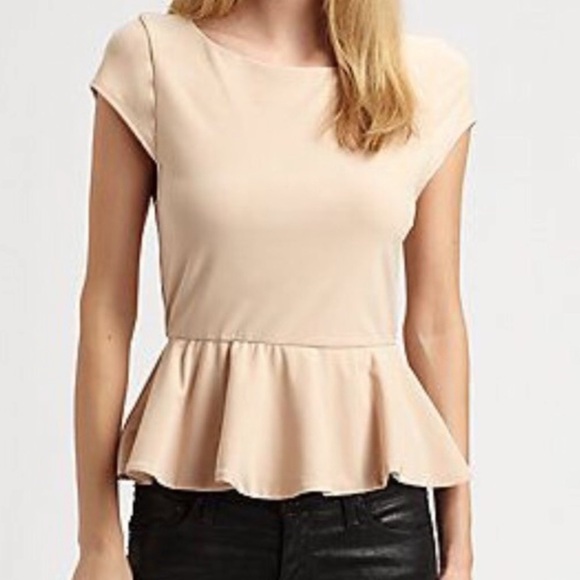 Alice + Olivia Ella Beige Peplum Top